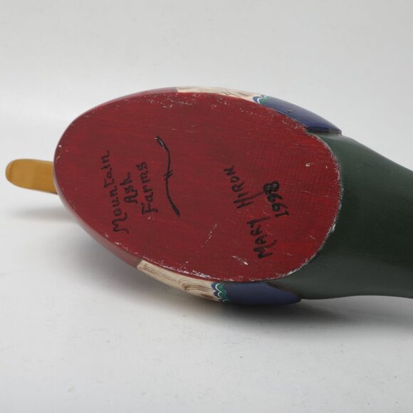 Vintage Wooden Mallard Duck Decoy Bird Handmade 90s Waterfowl Nature Blue Green - Picture 7 of 10